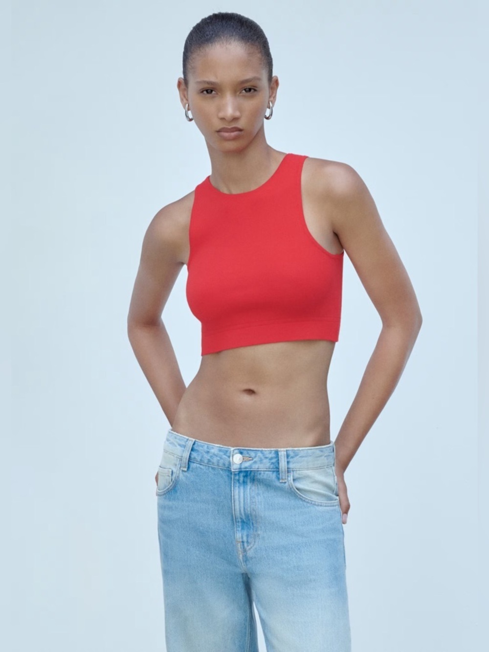 Mango Red Sleeveless Cropped Tank NWT